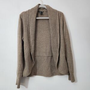 H&M Brown Ribbed Knit Shawl Collar Cardigan Women’s Size Medium Cozy Fall Winter